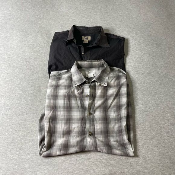 HB Big & Tall Men’s Plaid and Print Button-Up Dress Shirts 2 PCS. Set - Picture 1 of 7